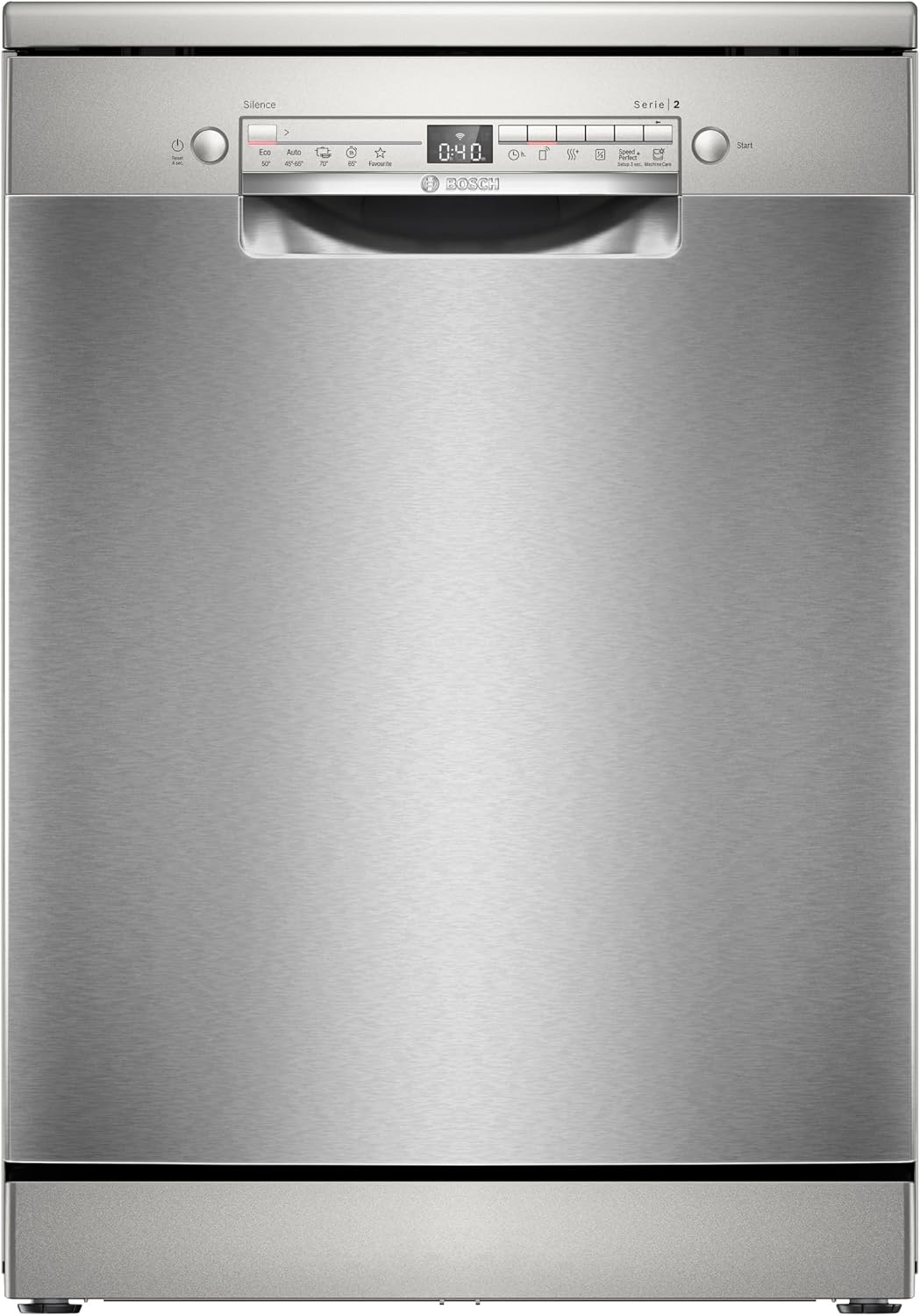 Bosch SMS2HTI06E Serie 2 Lavastoviglie Smart 13 coperti - Libera installazione 60 cm con EcoSilence Drive - Cestelli regolabili e 4 programmi - Acciaio anti impronta 46 dB