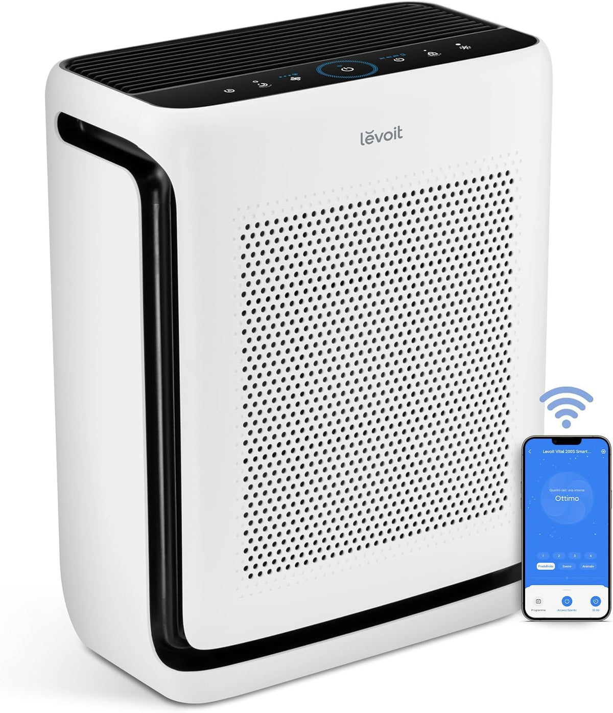 LEVOIT Vital 200S purificatore aria smart - CADR 416 m3 ora per ambienti fino a 108 m2 - Filtro HEPA con modalità animali - Doppio sensore per polvere polline e odori