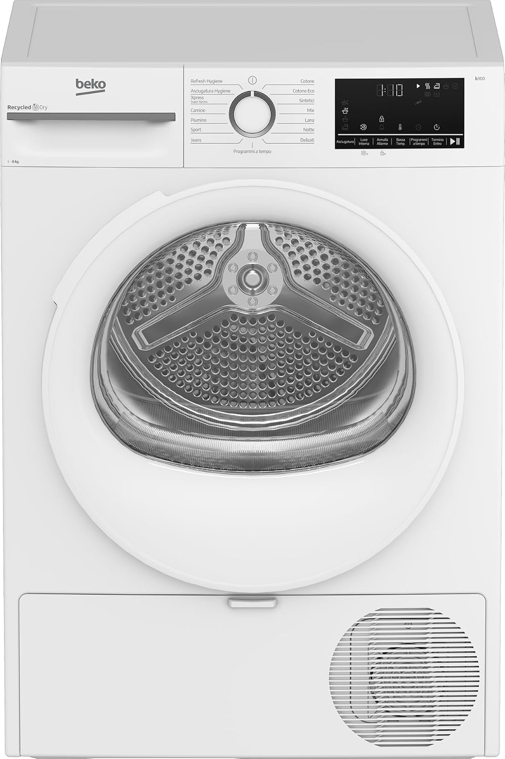 Beko BMT481WI-IT asciugatrice - Capacità 8 kg Linea Estetica NX Classe C - Motore inverter e display touch - Bianca 60,7 x 65 x 88,5 cm peso 45 kg