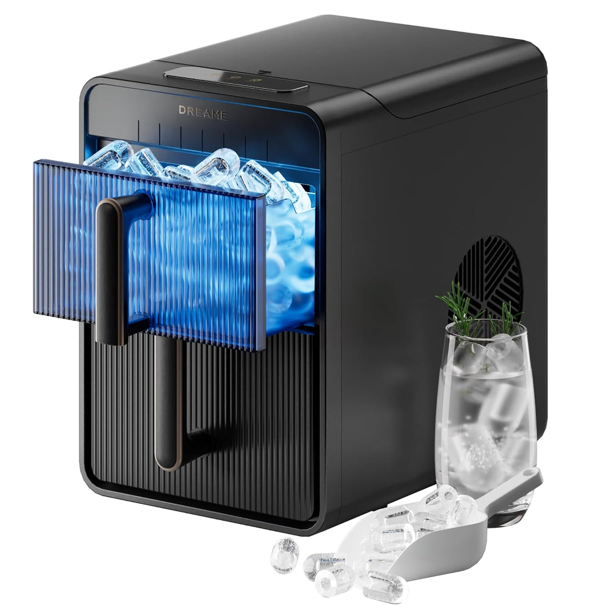 DREAME Aura IB 50 - Macchina per cubetti di ghiaccio cavi - Produzione rapida in 6 minuti con due dimensioni - Controllo digitale LED e funzione autopulente