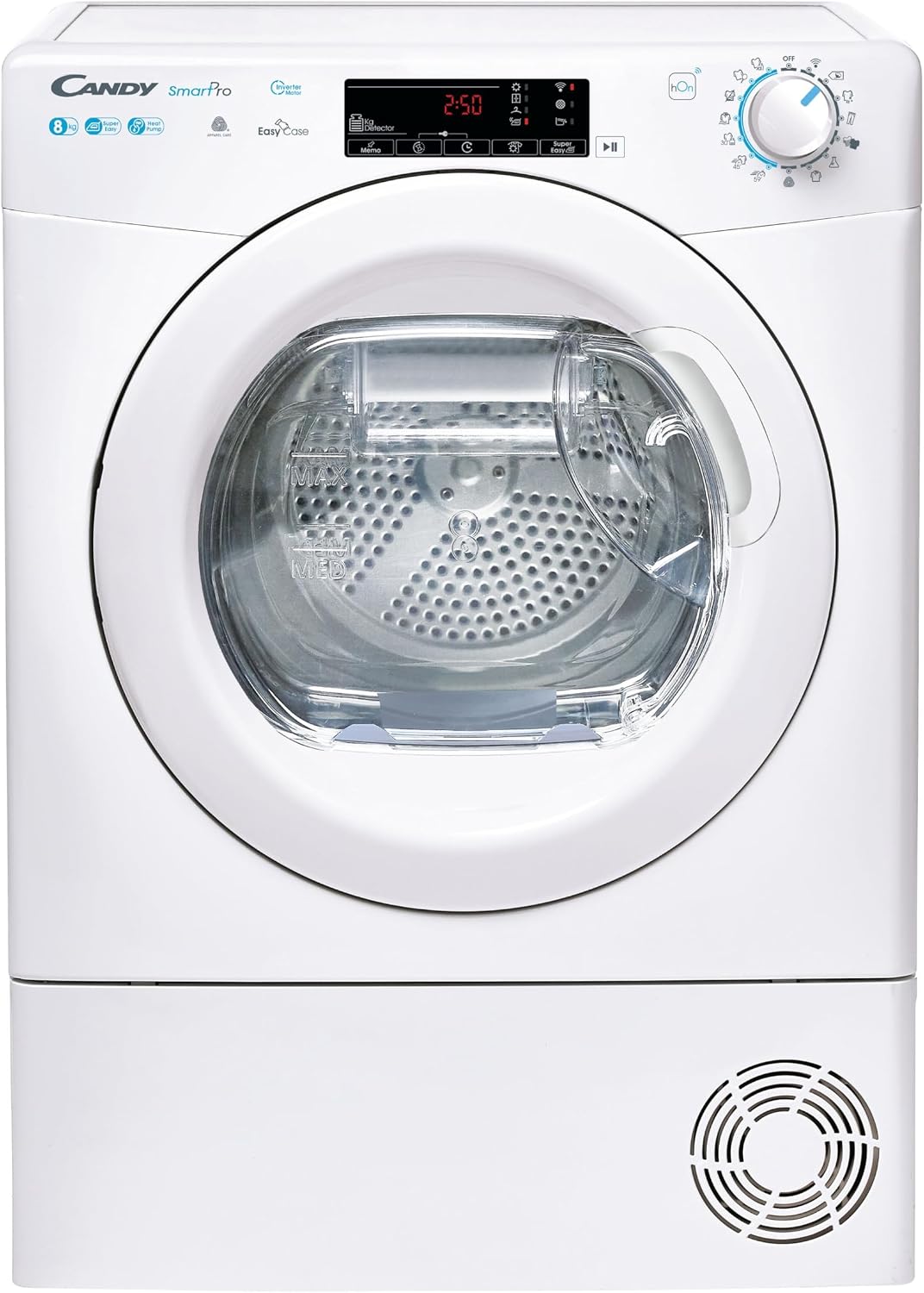 Candy Smart Pro CSOE H8A3TE S Asciugatrice 8 kg - Pompa di calore Classe A più a libera installazione - WiFi BLE e controllo da app - Bianca con programma lana 85 x 59,6 x 58,5 cm