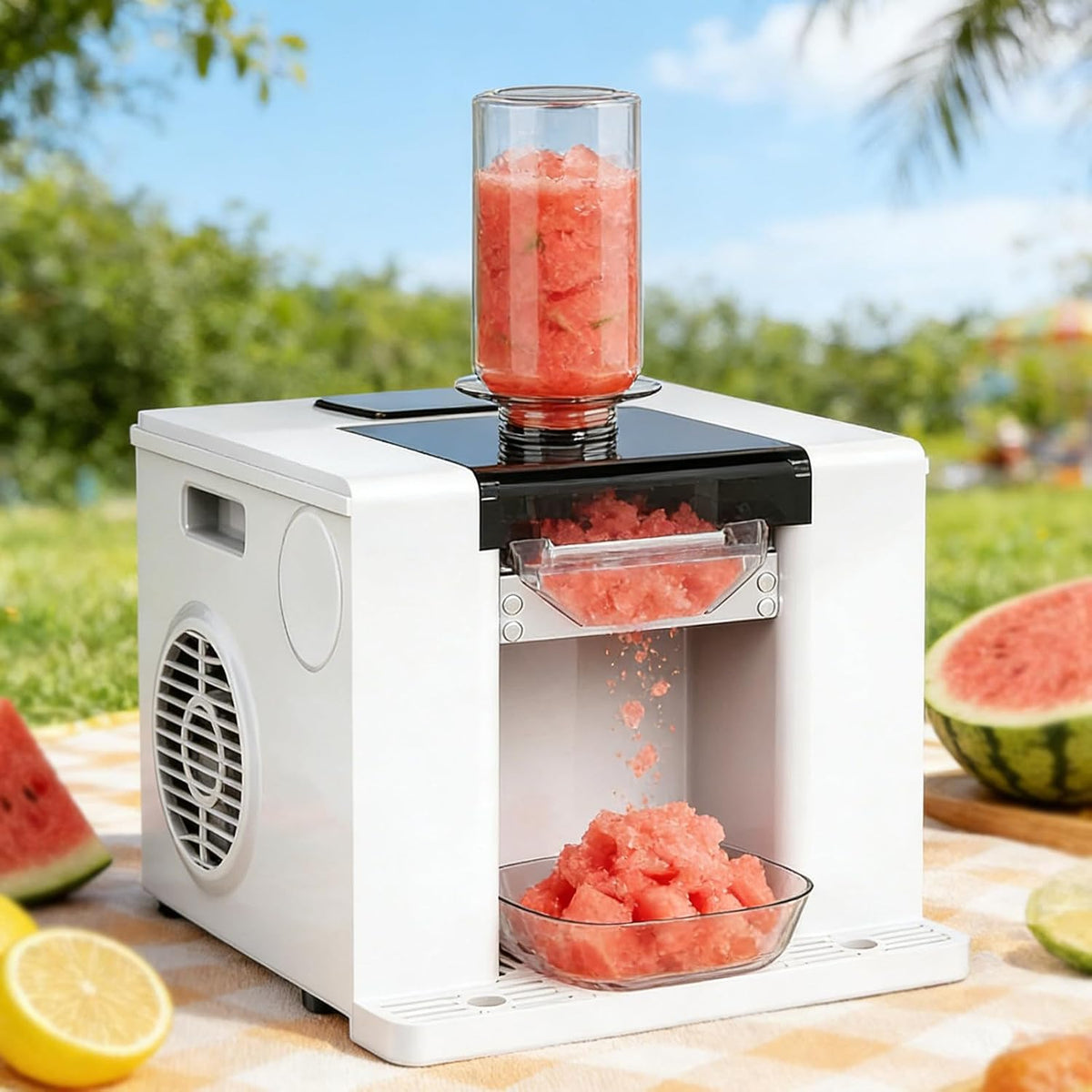 vghr5 995972 - Macchina automatica per ghiaccio a fiocco di neve 60 kg al giorno - Raffreddamento ad aria per granite e frullati - Bianca per food truck e ristoranti