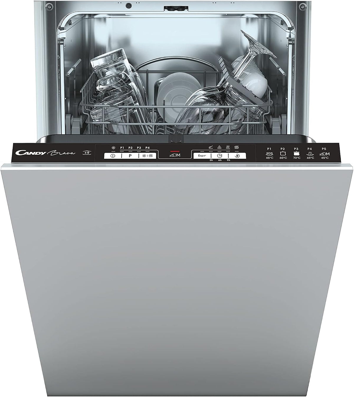 Candy Brava CDIH 1L949 lavastoviglie Slim da incasso - 9 coperti con 5 programmi - Ciclo rapido 30 minuti e partenza ritardata 3 6 9 ore - Acciaio inox 44,8 x 57 x 82 cm 49 dB