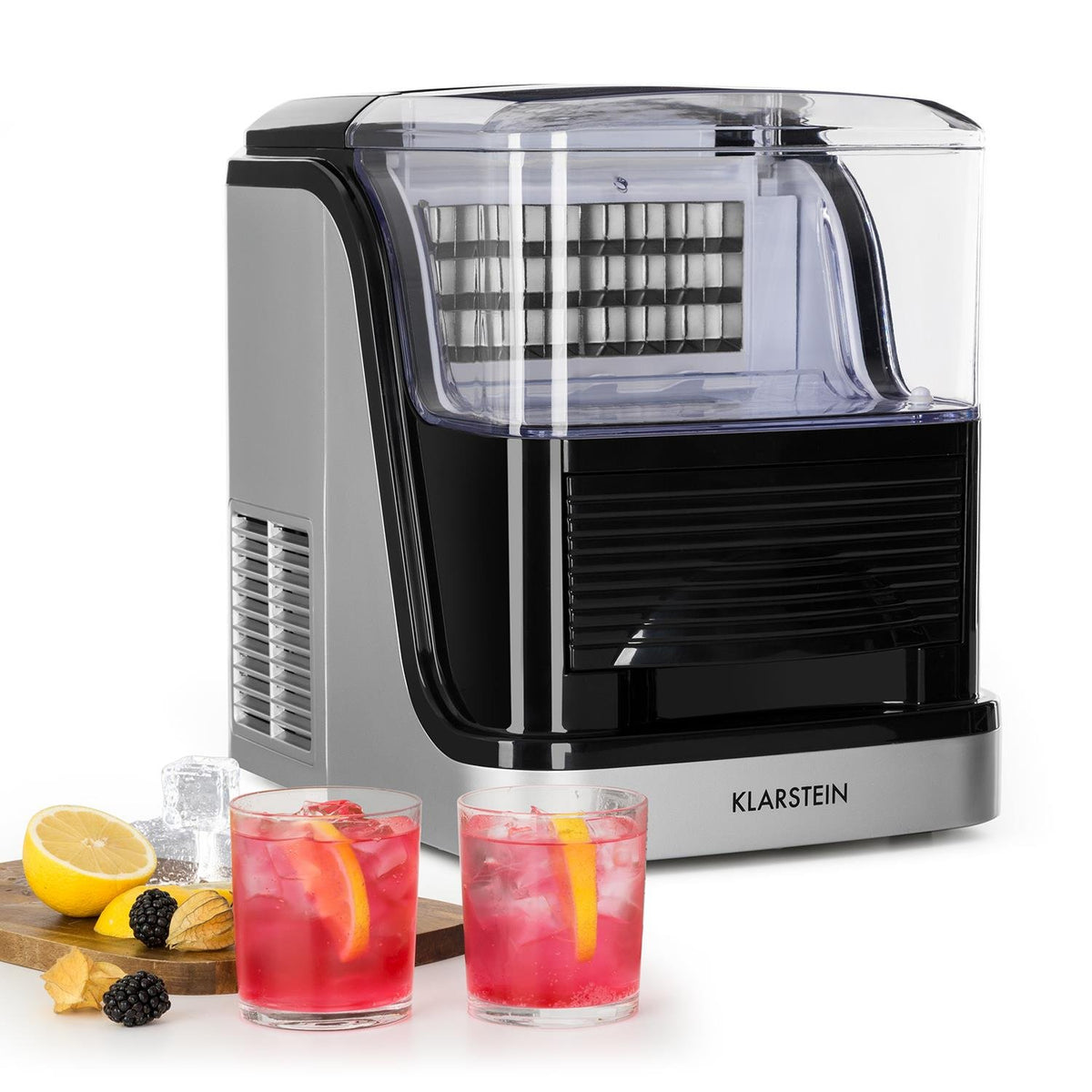 Klarstein Kristal macchina per ghiaccio da banco 2,5 L - Produzione di ghiaccio piccolo e grande - Funzionamento rapido per casa e cucina - Potenza 220 W