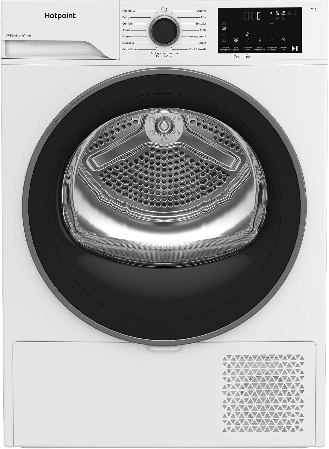 Hotpoint Ariston HPT 93D BS IT asciugatrice a pompa di calore - Capacità 9 kg a libera installazione - PetHair Care Gentle Care e riduzione pieghe - Bianca 59,8 x 60,7 x 84,6 cm
