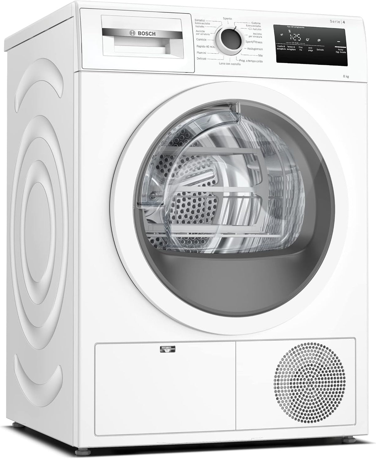 Bosch WTH85V18II Serie 4 Asciugatrice 8 kg - Pompa di calore con AutoDry - EasyClean cestello lana e programma rapido - Bianca a carica frontale per uso domestico