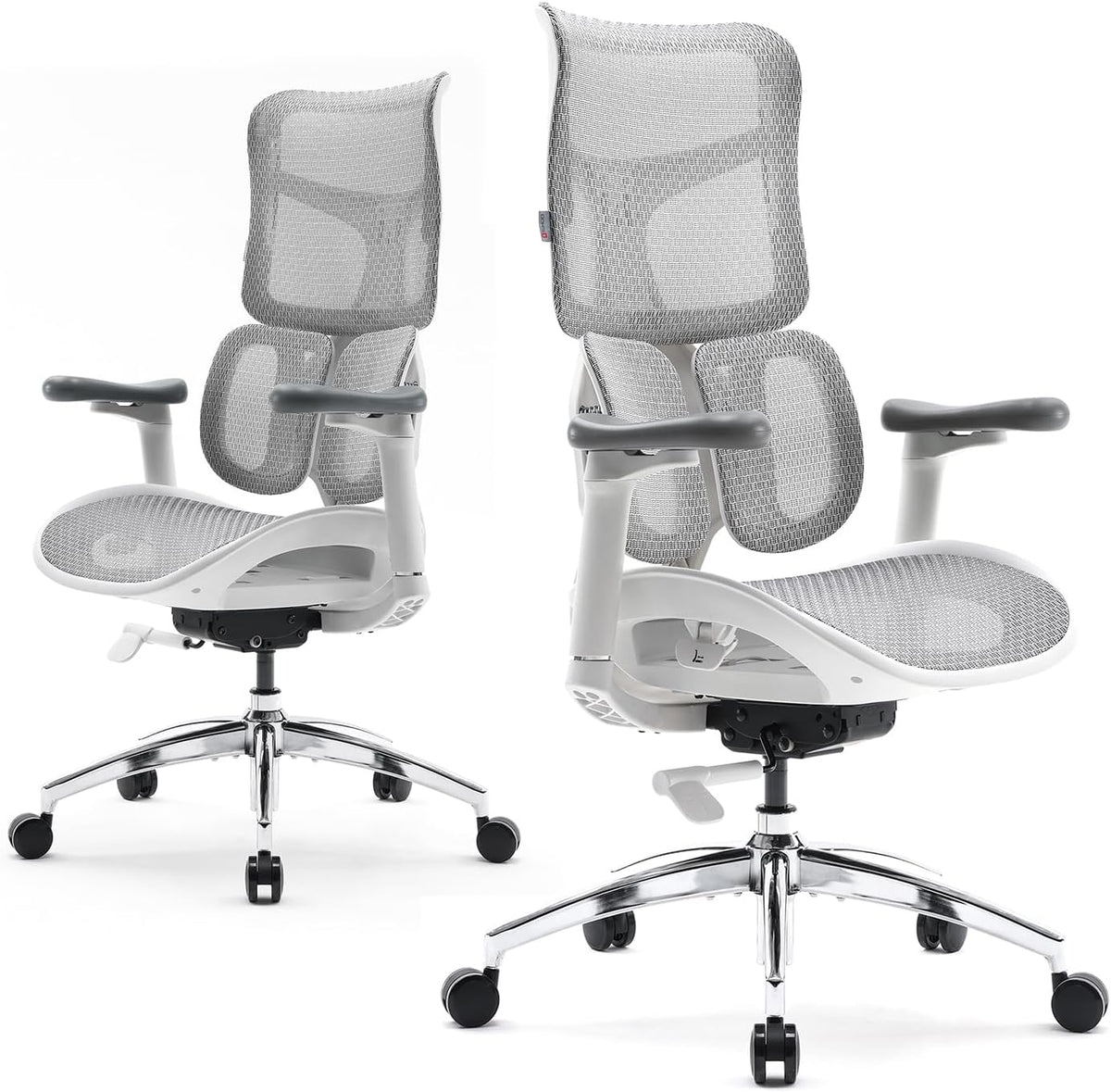 SIHOO Doro S100 - Sedia ergonomica da ufficio bianca - Supporto lombare dinamico doppio e schienale regolabile su cinque livelli - Braccioli 4D e reclinazione 135 gradi