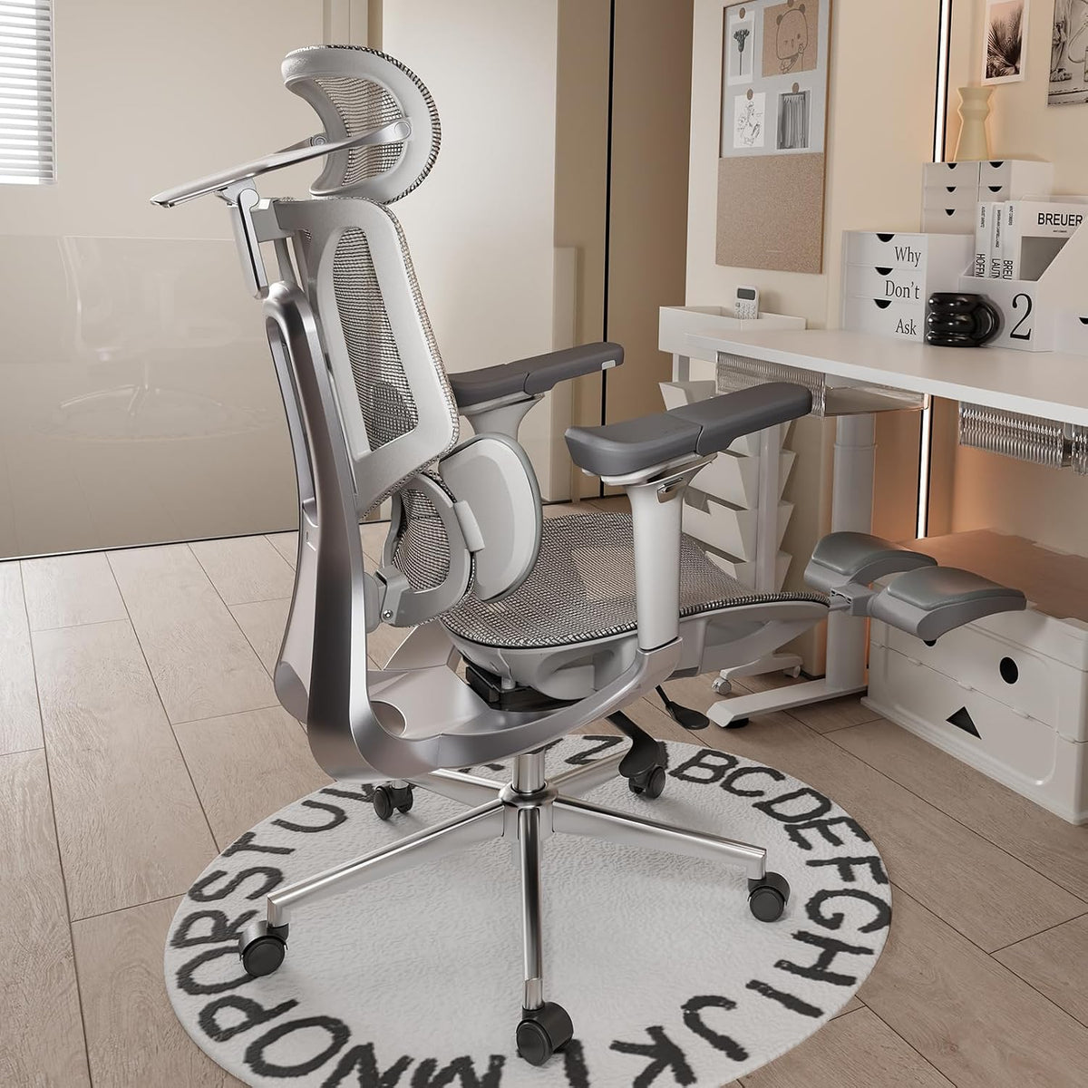 Hbada E3 Pro sedia ufficio ergonomica - Supporto lombare dinamico a 3 zone - Poggiatesta 4D e braccioli regolabili 6D - Grigia per scrivania e lavoro