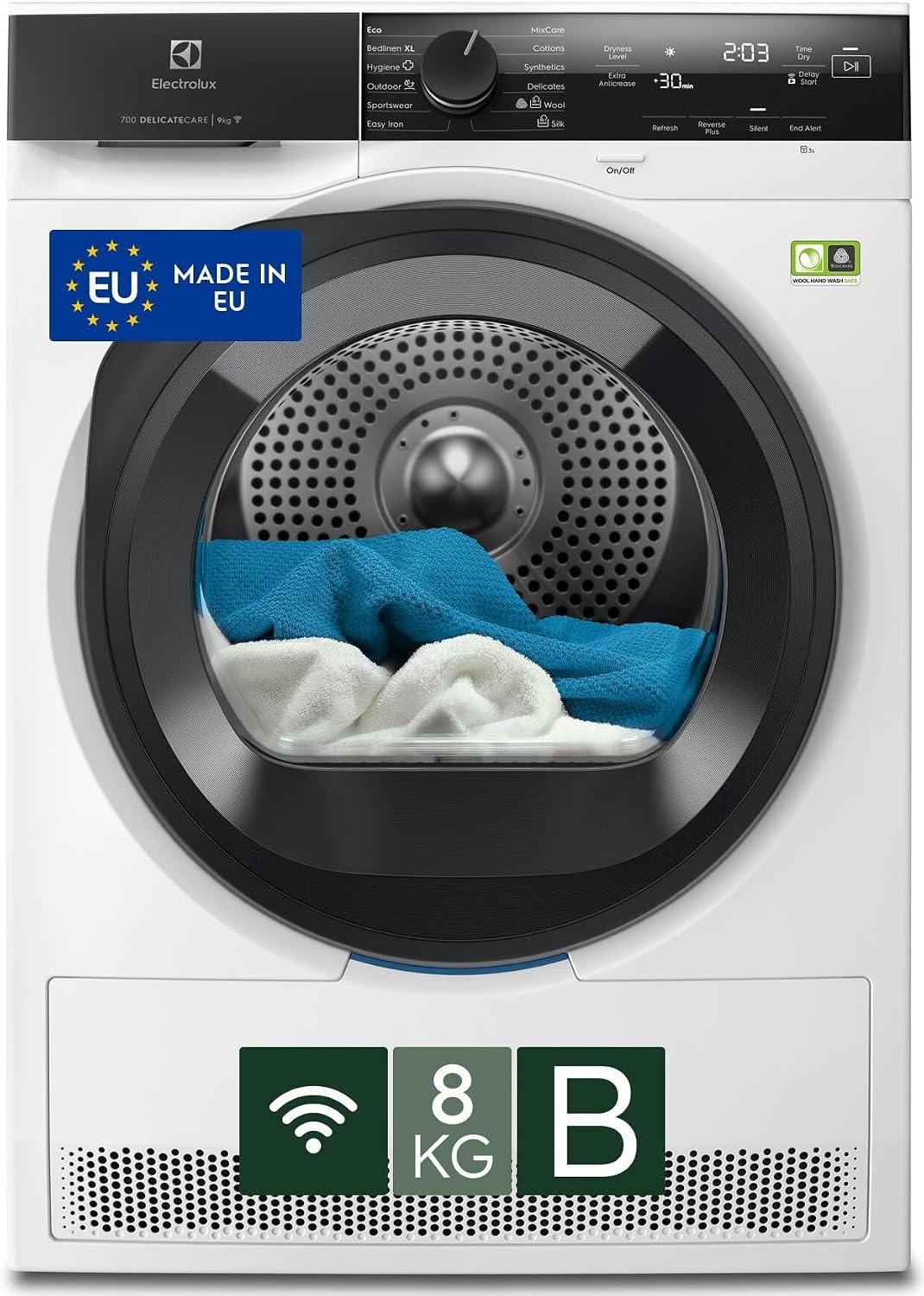 Electrolux EW7HA48GY Serie 700 DelicateCare Asciugatrice 8 kg - Pompa di calore Classe B - SensiCare 12 programmi e Smart App - Filtro Easy Flow con rumorosità 63 dB