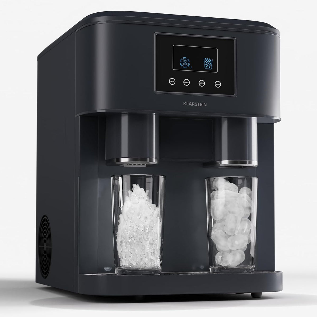 Klarstein Eiszeit Crush - Macchina per cubetti di ghiaccio 15 kg - Serbatoio da 1.8 L per cubetti grandi e piccoli - Formato compatto da piano per bevande domestiche