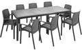 Dmora Moie set tavolo e 8 sedie con braccioli - Tavolo rettangolare allungabile per salotto indoor - Stile moderno Made in Italy - Antracite montaggio richiesto