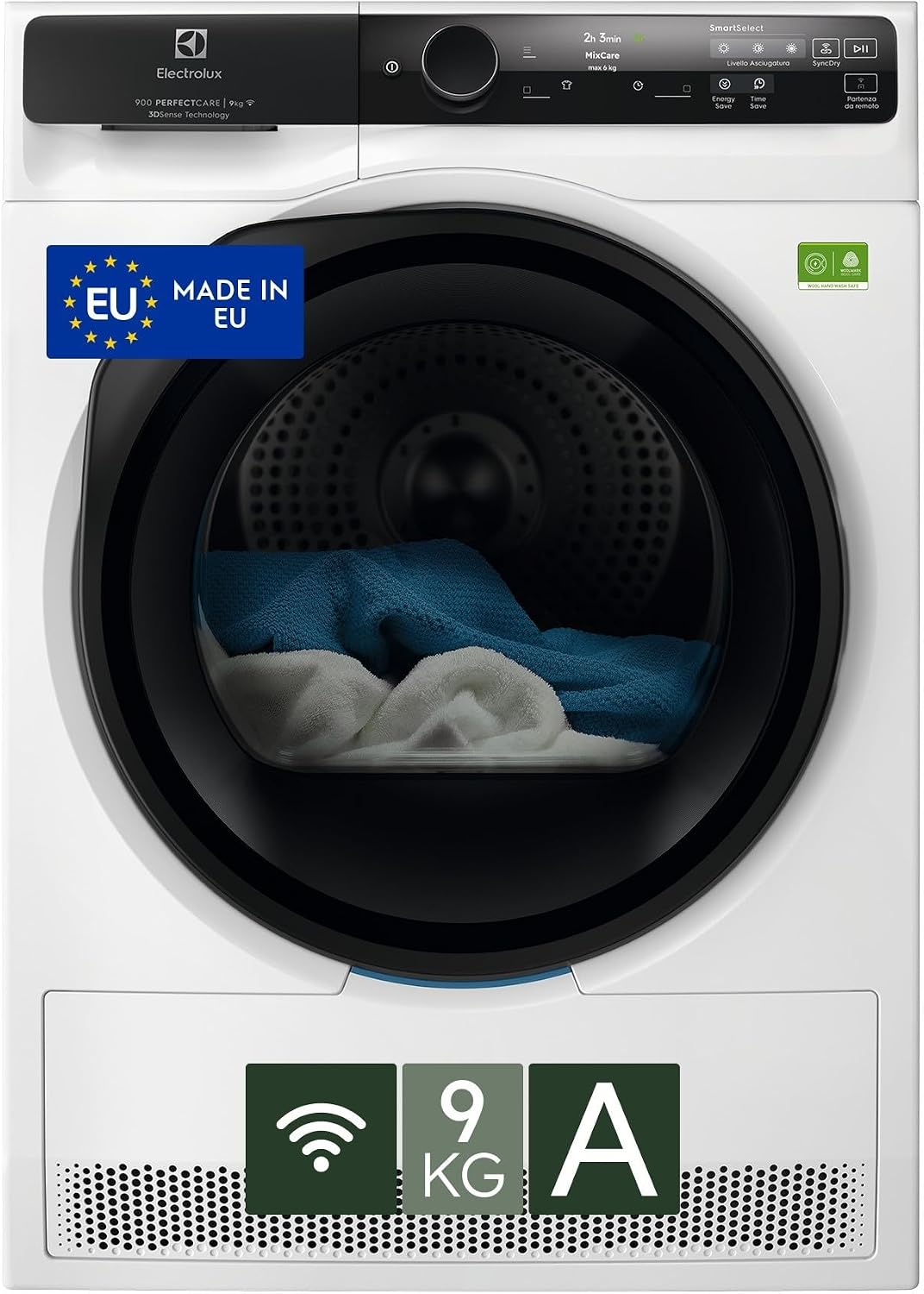 Electrolux EW9H79A Serie 900 PerfectCare asciugatrice - Pompa di calore 9 kg Classe A - SmartSave fino a 20 percento e tecnologie 3DSense DelicateCare - Bianca con controllo da app 60 dB