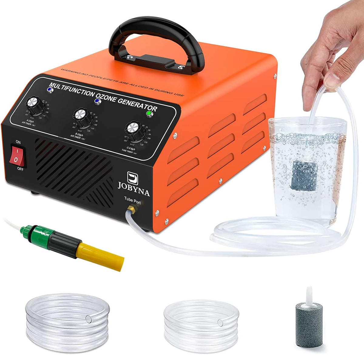 JOBYNA generatore di ozono 40000 mg ora - Ozonizzatore acqua 500 mg ora con timer - Per ambienti auto e trattamento odori - Arancione 34 x 25 x 15,5 cm