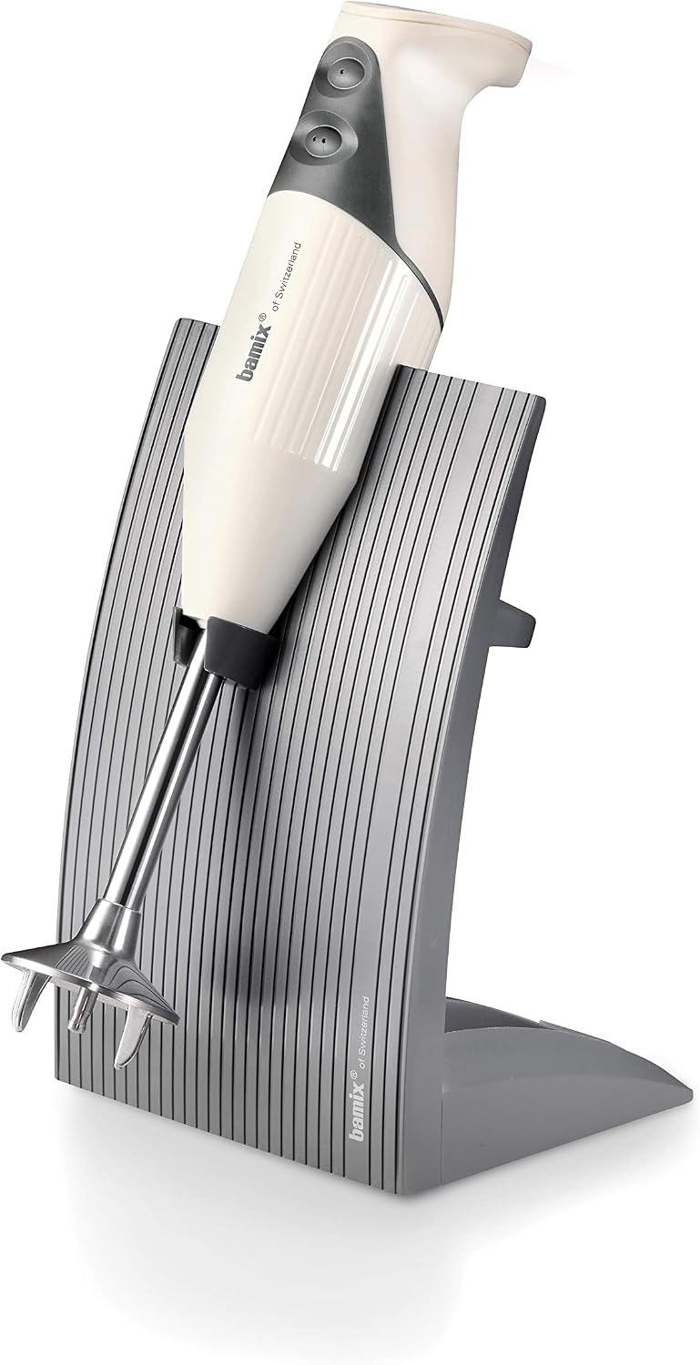 Bamix Swissline Frullatore a immersione 200 W - Struttura in acciaio inossidabile - Capacità vaschetta 1 L per preparazioni quotidiane - Bianco per salse creme e miscele