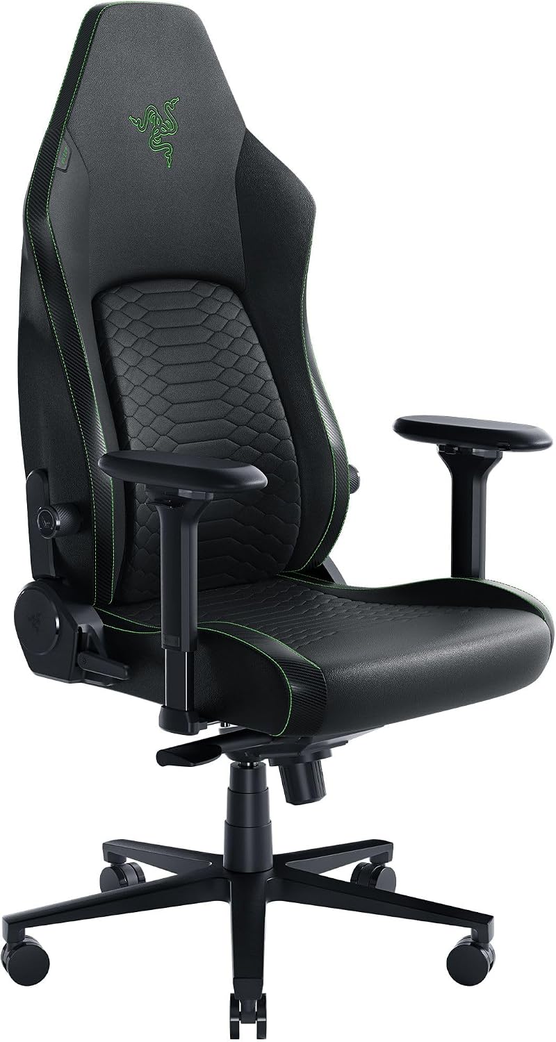 Razer Iskur V2 sedia gaming ergonomica - Supporto lombare adattivo completamente regolabile - Pelle sintetica EPU e schiuma alta densita - Braccioli 4D verde