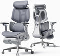 Hbada X7 sedia ufficio ergonomica intelligente - Supporto lombare completamente automatico - Poggiatesta 4D e braccioli 720 gradi - Grigia con imbottitura ventilata