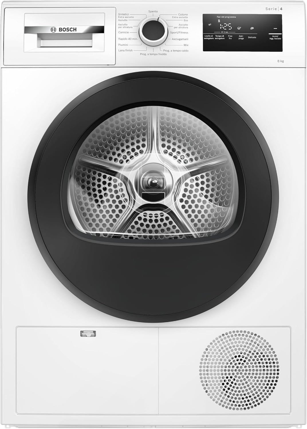 Bosch WTH85298II Serie 4 asciugatrice smart - Pompa di calore 8 kg con sensori intelligenti - Filtro facile da pulire e struttura in acciaio inox - Bianca 60 cm