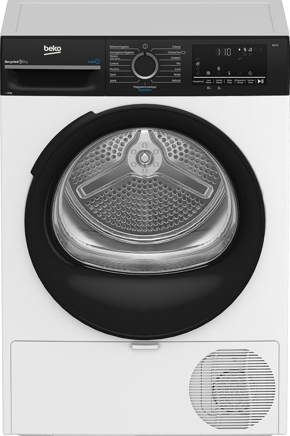 Beko BMGT4122SBI Asciugatrice 12 kg - Classe energetica A più con motore Inverter - Grande capacità a carica frontale - Nera per asciugatura di carichi familiari voluminosi