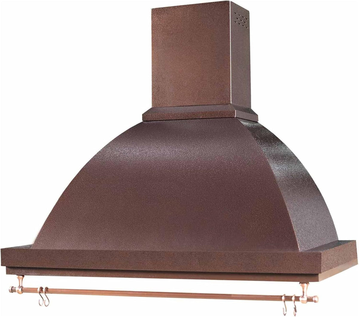 MARTA Cappa aspirante a parete 90 cm - Formato 90 x 50 cm con design piramidale - Finitura ramata color bronzo - Struttura con elementi in vetro per cucina