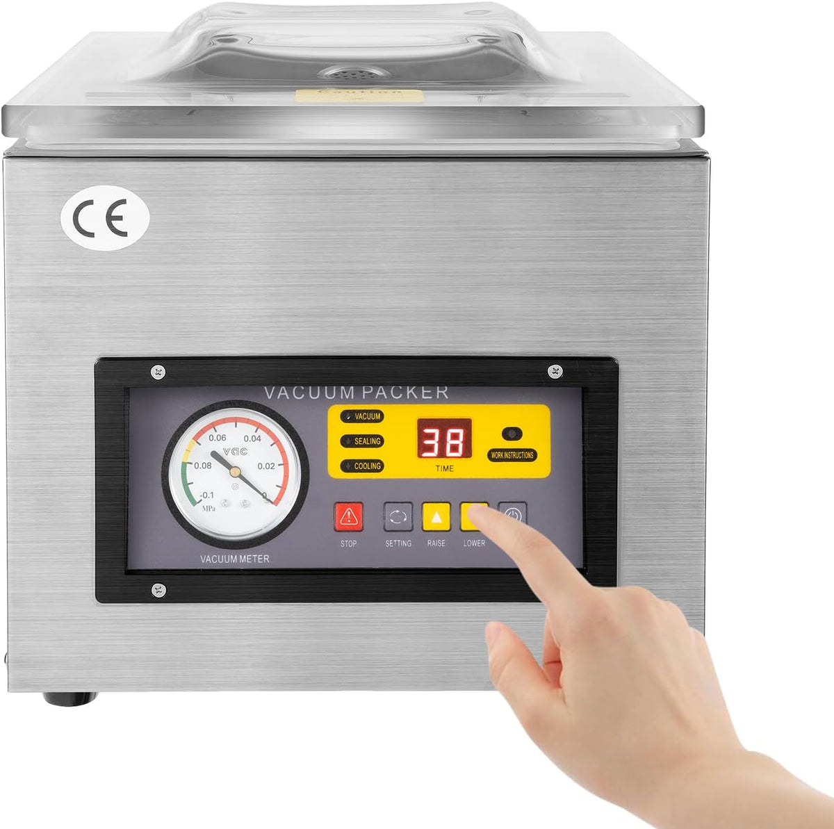 DZ-260 macchina sottovuoto professionale 220 V - Struttura in metallo per confezionamento alimentare - Camera da tavolo con alimentazione a cavo - Argento 40 x 32 x 26 cm