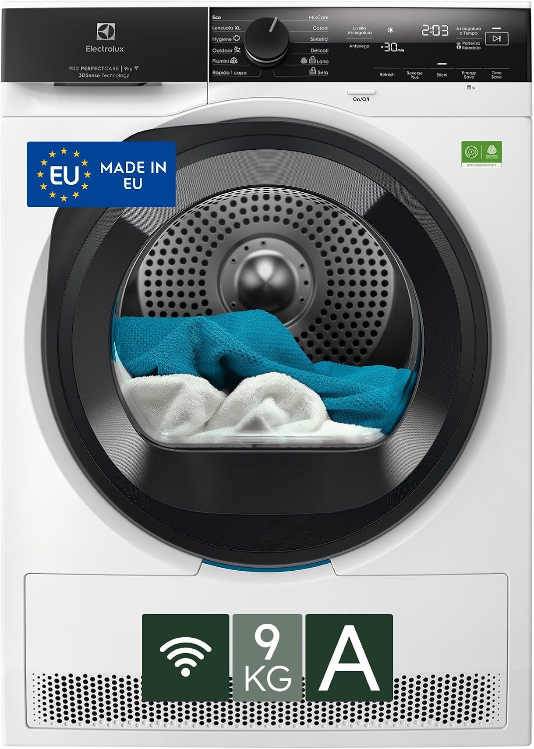Electrolux EW9H4Y9A Serie 900 PerfectCare asciugatrice - Pompa di calore 9 kg con 12 programmi - 3DSense Smart App e filtro EcoFlow - Carico frontale 59,6 x 63,6 x 85 cm 60 dB