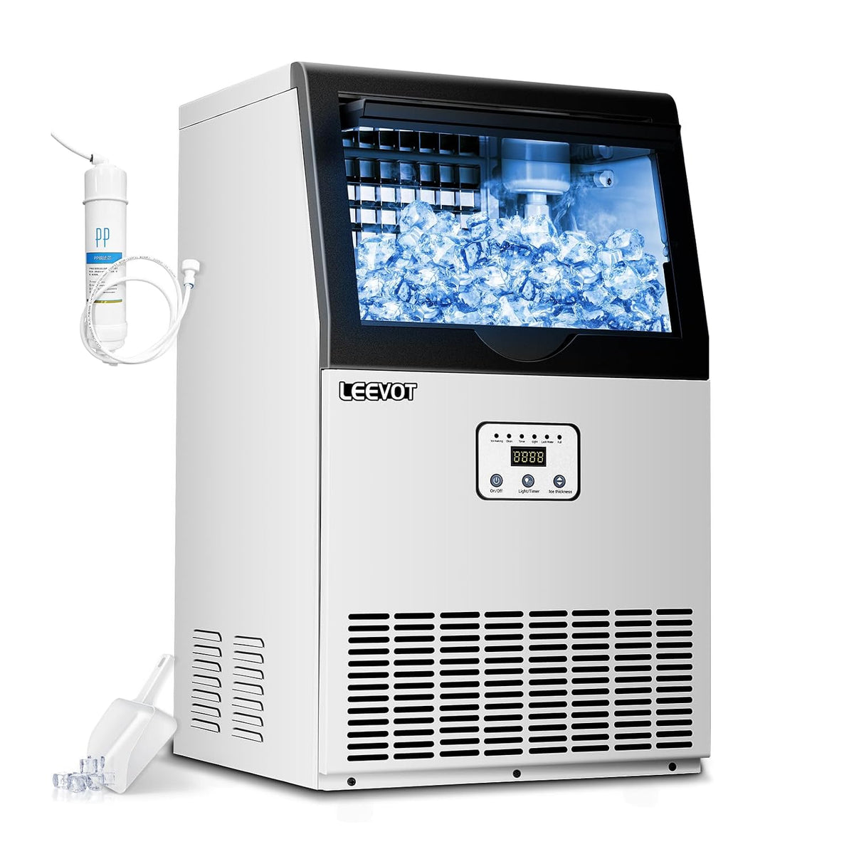 CIM 360F macchina elettrica per ghiaccio - Produzione 27 kg in 24 ore di piccoli cubetti - Autopulizia doppia alimentazione acqua e timer - 220 V 175 W per casa e bar