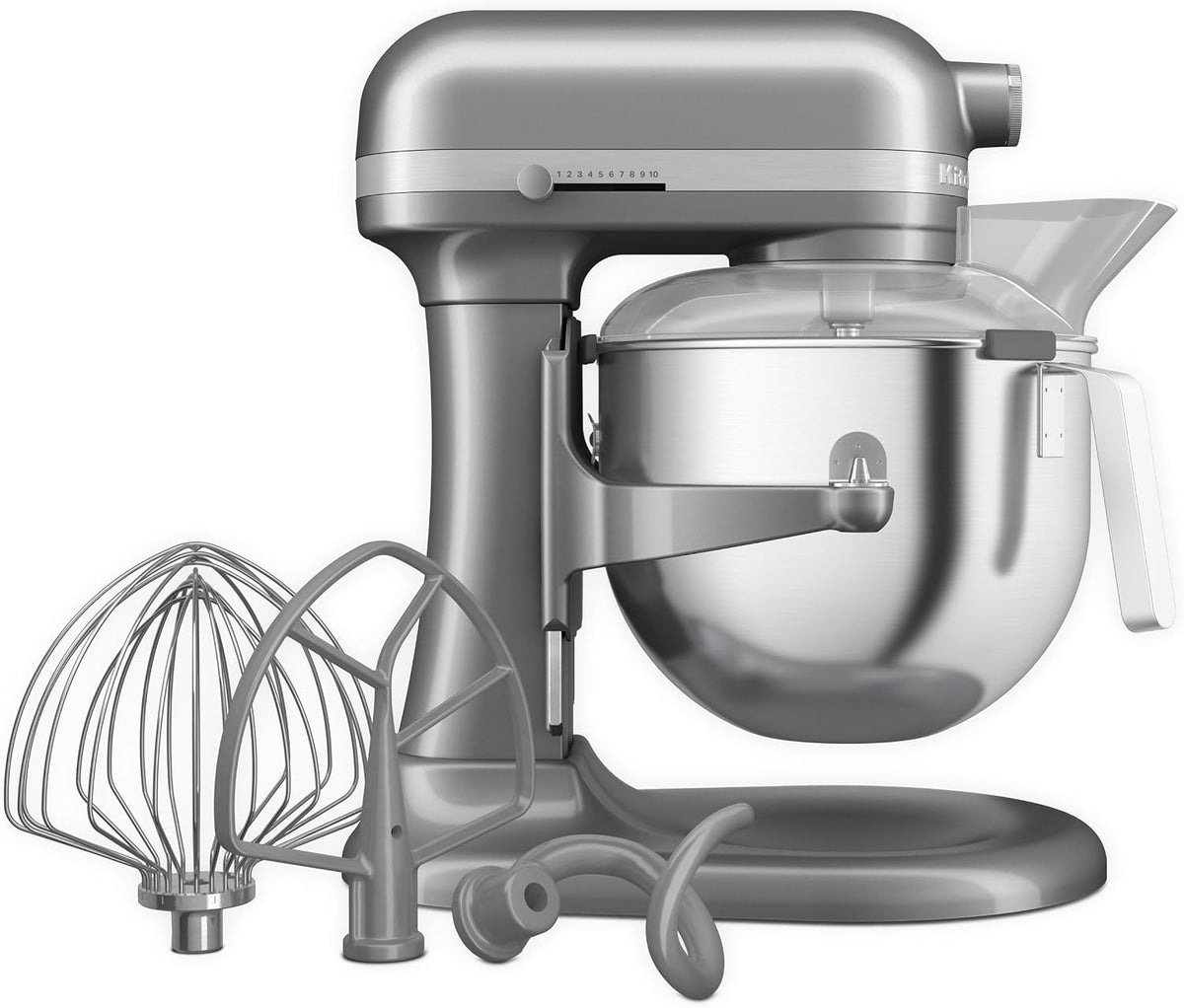 KitchenAid 5KSM70JPXECU Planetaria Heavy Duty 6,6 L - Motore 375 W con ciotola sollevabile - Velocità regolabile con comando a leva - Argento placcato struttura in metallo