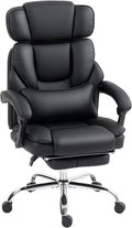 HOMCOM sedia ufficio ergonomica reclinabile - Schienale alto con supporto lombare e poggiapiedi - Inclinazione fino a 135 gradi - Pelle PU nera altezza regolabile