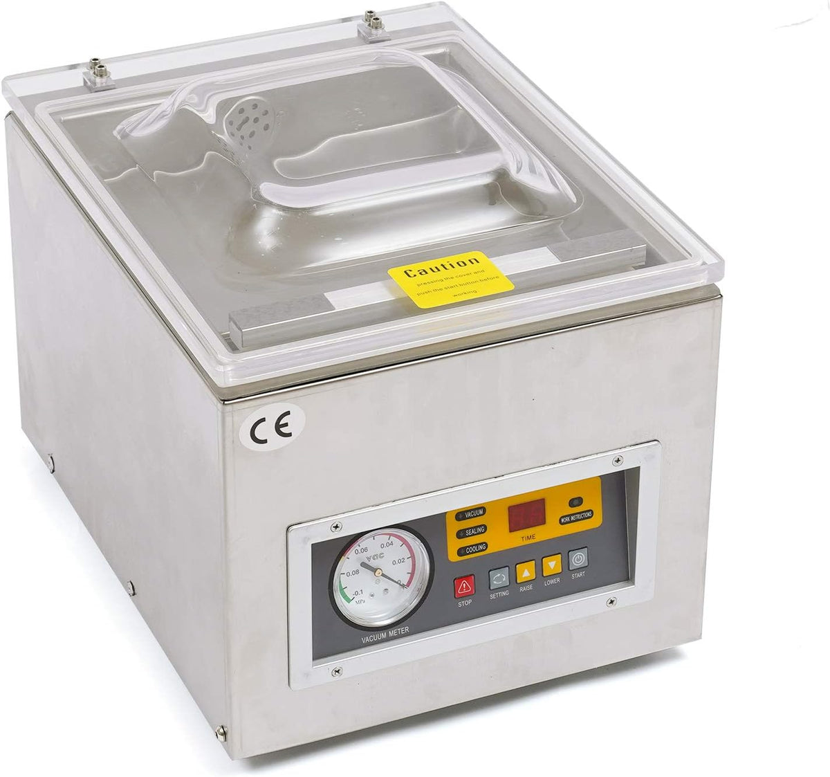 Macchina sottovuoto professionale da tavolo 2 CFM - Struttura in acciaio inossidabile - Sistema commerciale per sacchetti alimentari - Argento per cucina ristorazione e laboratorio