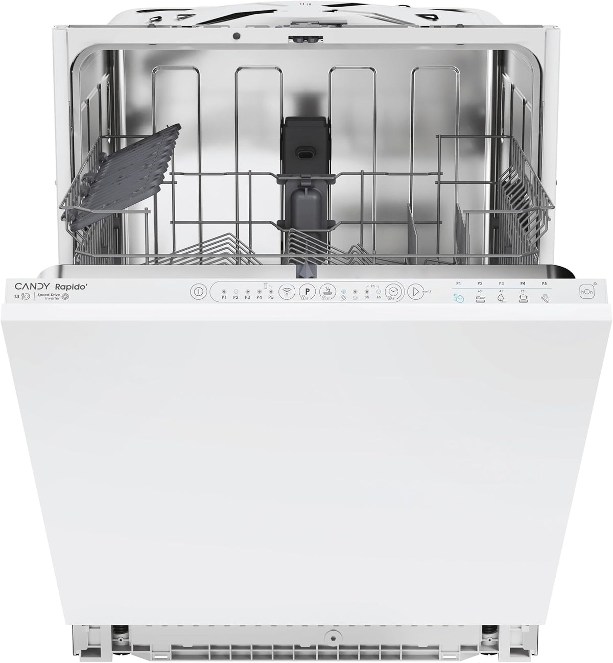 Candy Rapidò CI 3E7L0W2 lavastoviglie integrabile - 13 coperti con 5 programmi e motore inverter - WiFi indicatori sale fine ciclo e avvio 3 6 9 ore - Bianca 59,7 x 55,5 x 81,8 cm