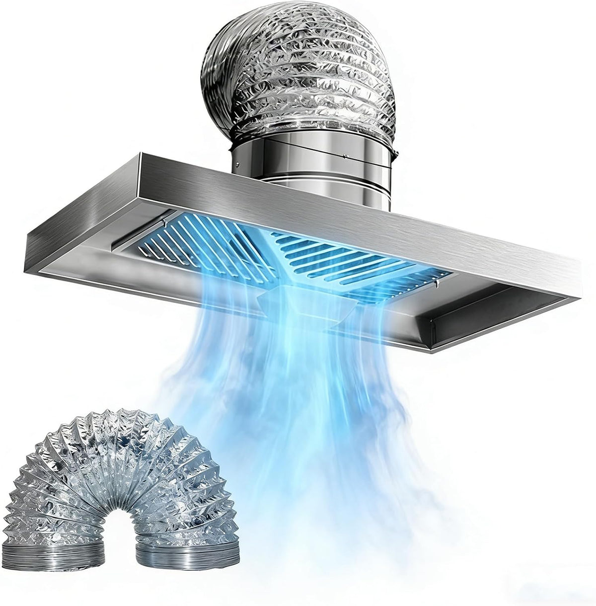 BAOJUHUIKANG Cappa aspirante 6 pollici - Grande ventola in metallo 220 V - Tubo ventilazione da 2 m e installazione semplificata - Per rimozione fumo in cucina domestica