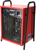 DEDRA DED9924 - Riscaldatore elettrico da 9 kW e 400 V - Tre modalita con temperatura regolabile e termostato - Struttura metallica rossa e nera per ambienti interni
