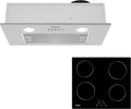 Ciarra CBCS5913A Cappa aspirante 52 cm con piano induzione CABBIH4 D - 4 zone di cottura - Flusso aria 300 m3 h e spegnimento automatico - Finitura acciaio inox