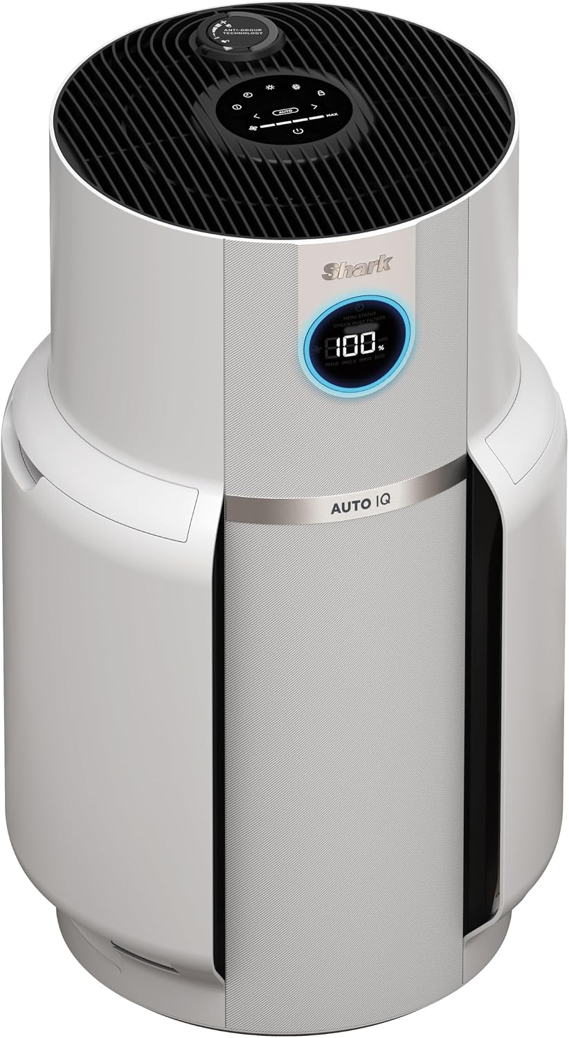 Shark NeverChange HP300EU - Purificatore d aria HEPA per grandi ambienti fino a 130 m2 - Cattura fino al 99.97 percento degli allergeni - Modalita automatica e display LED