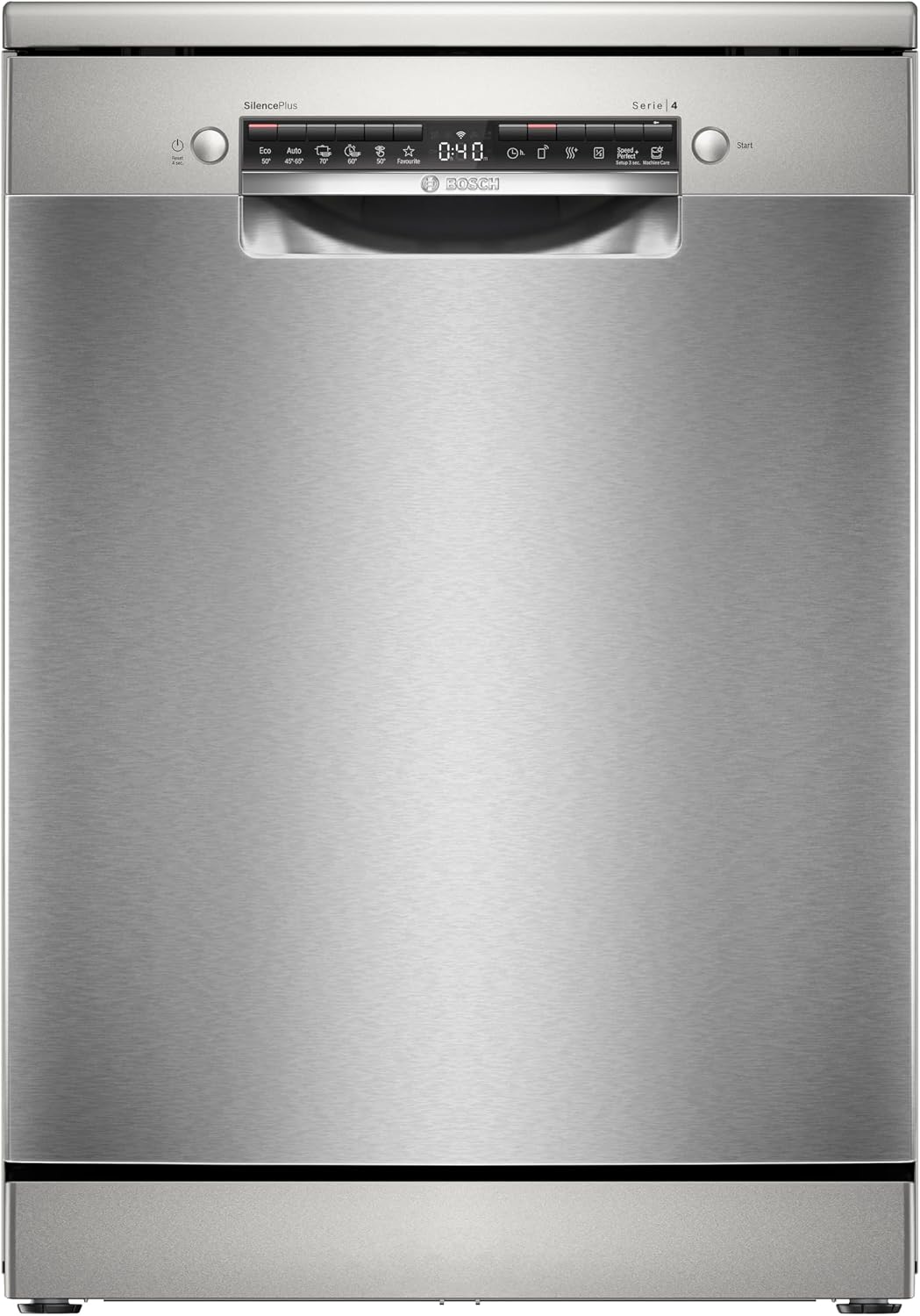 Bosch SMS4ECI28E Serie 4 Lavastoviglie 14 coperti - Libera installazione 60 cm con Home Connect - Diagnostica remota e assistente al lavaggio - Acciaio anti impronta 42 dB