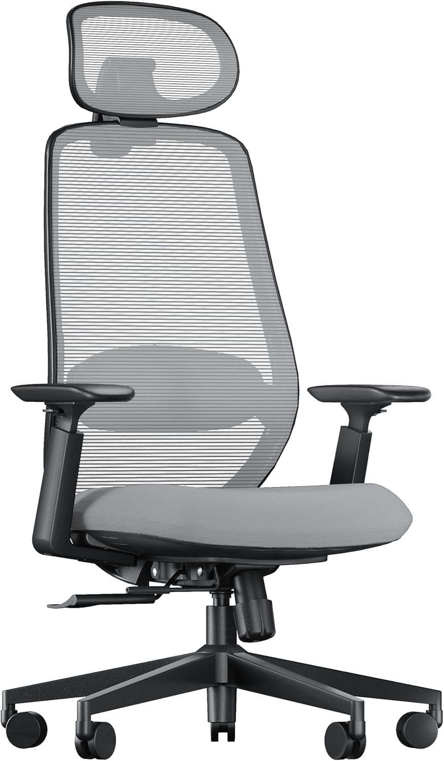 ProtoArc EC200 sedia ufficio ergonomica - Poggiatesta 3D e supporto lombare - Seduta scorrevole per uso prolungato - Grigia girevole 50,8 x 54 x 113 cm