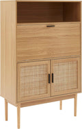 BAITA Amana - Scrivania segretaria da 90 cm con rattan - Legno e legno ingegnerizzato 90 x 38 x 138 cm - Beige per home office e zona studio