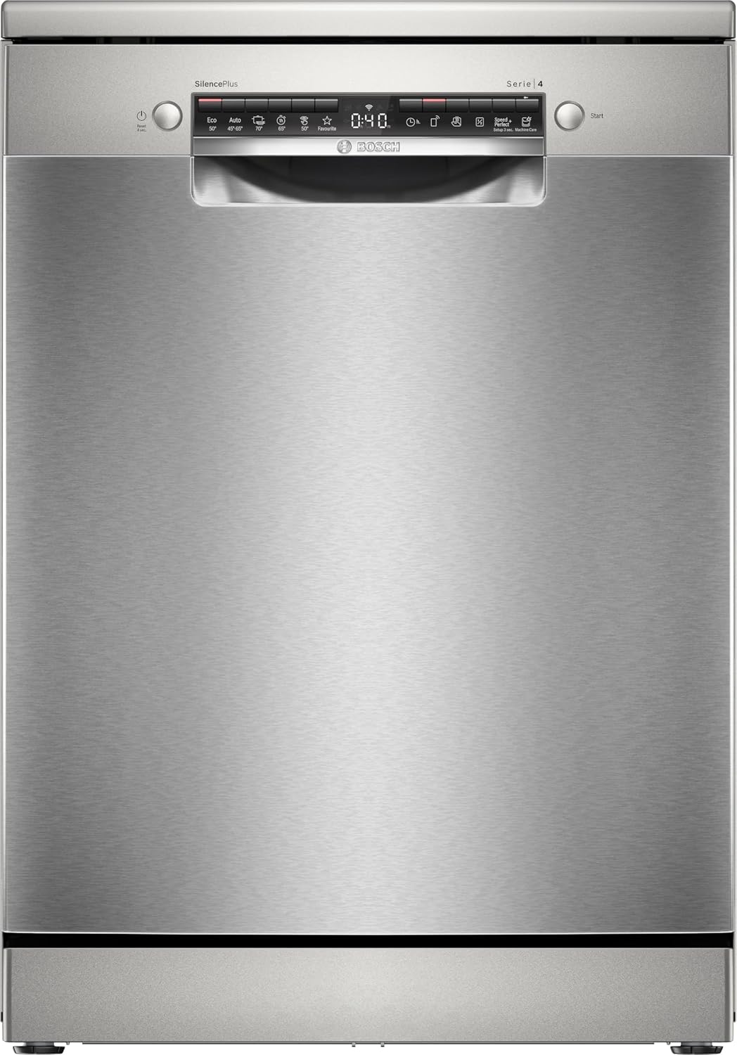 Bosch SMS4EVI08E Serie 4 lavastoviglie smart - 14 coperti con struttura in acciaio inox - Home Connect EfficientDry e diagnostica remota - Acciaio anti impronta 60 x 60 x 84 cm 44 dB