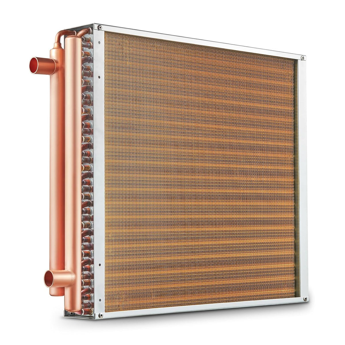 VEVOR scambiatore di calore acqua aria 50,8 x 50,8 cm - Tre file con alette in alluminio - Porte in rame da 9,53 mm - Per riscaldamento e raffreddamento ad aria forzata