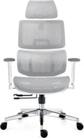 Sedia ufficio ergonomica in rete 150 kg - Schienale alto traspirante con supporto lombare - Sedile regolabile e braccioli 3D - Bianca formato grande 68 x 68 x 130 cm