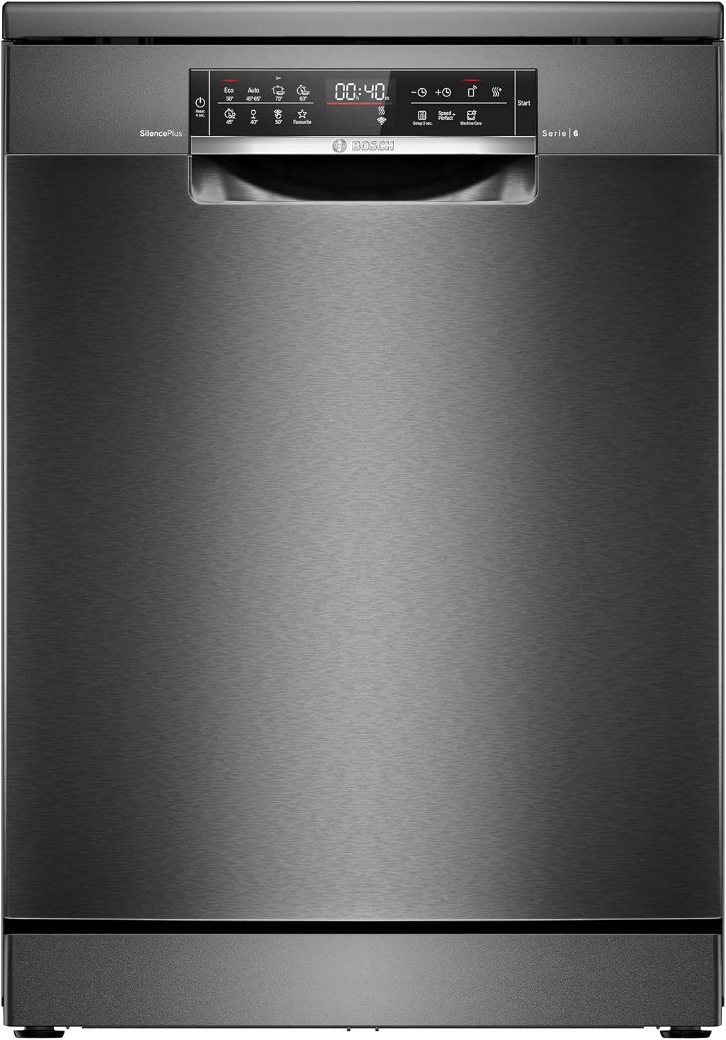 Bosch SMS6ECC12E Serie 6 lavastoviglie smart - 14 coperti con acciaio inox nero spazzolato - Home Connect Extra Clean Zone e Assistente lavaggio - 60 x 60 x 84 cm 42 dB