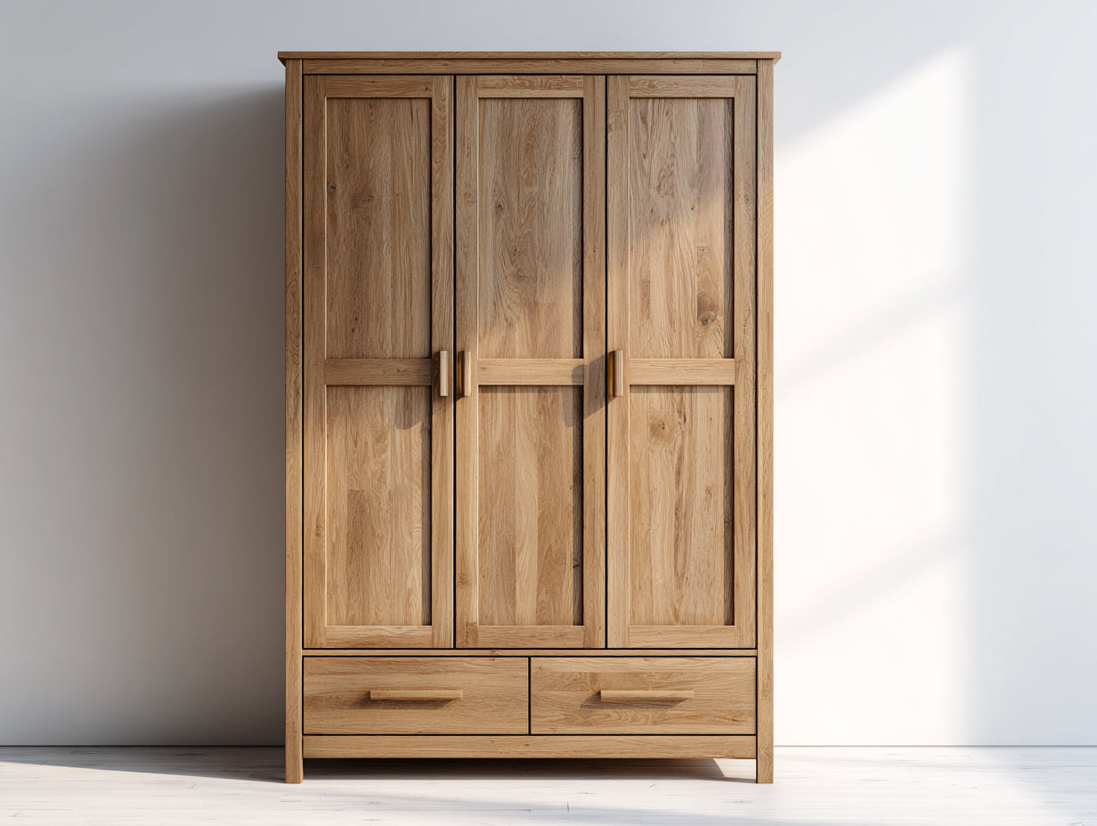 Armadio - legno - 162x61x206 cm - rovere naturale - stile rustico