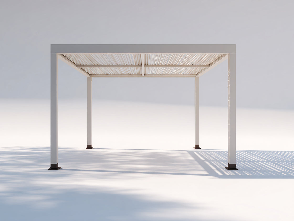 Pergola da giardino - metallo - 360x300x245 cm - bianco - stile contemporaneo