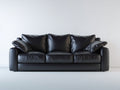 Divano lineare - pelle - 224x92x82 cm - nero - stile moderno