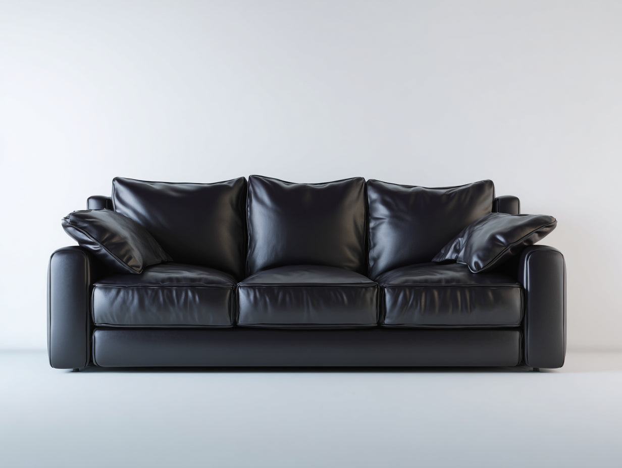Divano lineare - pelle - 224x92x82 cm - nero - stile moderno