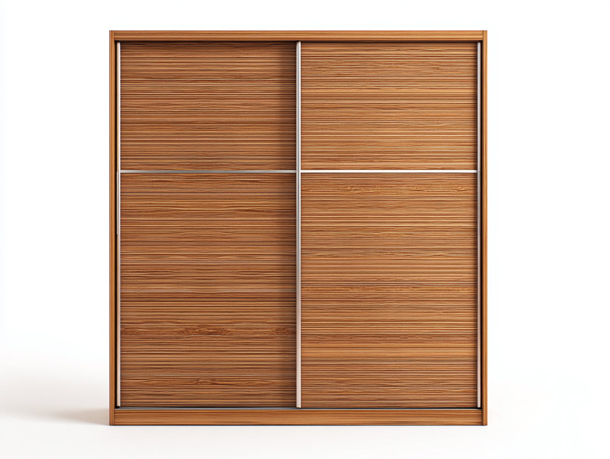 Armadio - legno-rattan - 224x63x208 cm - marrone naturale - stile minimalista