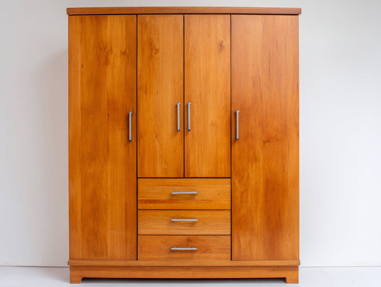 Armadio - legno - 182x62x205 cm - marrone miele - stile tradizionale