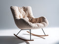Sedia a dondolo - Velluto a coste-metallo-legno - 90x96x95 cm - Beige - Vintage