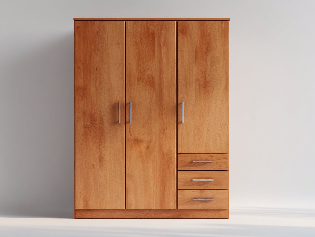Armadio - legno - 156x59x201 cm - marrone miele - stile contemporaneo