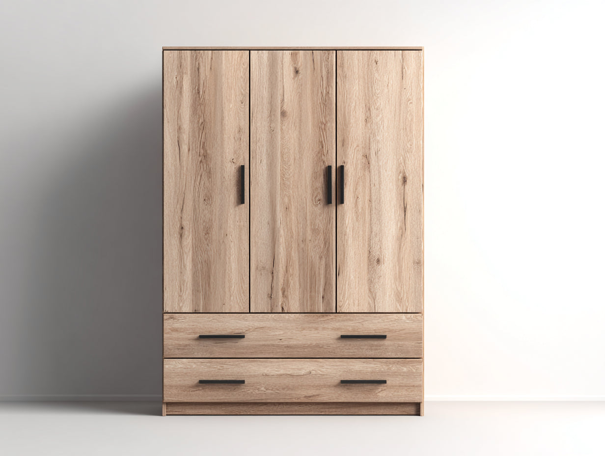 Armadio - legno - 154x59x198 cm - rovere naturale - stile industriale